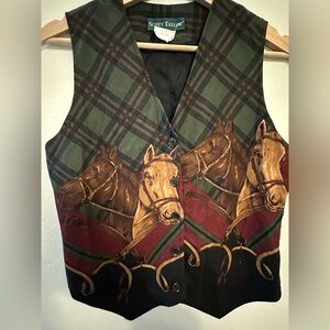 Scott Taylor Plaid Equestrian/ Horse Vintage Vest size 6